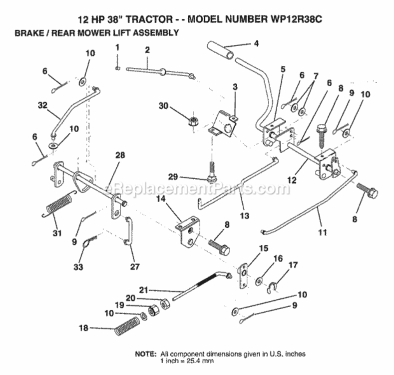 Page A Diagram and Parts List for WP12R38C 1994 Husqvarna Lawn Tractor