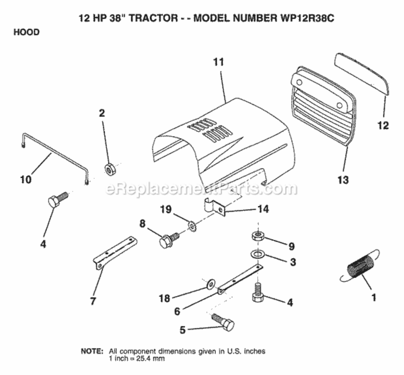 Page J Diagram and Parts List for WP12R38C 1994 Husqvarna Lawn Tractor