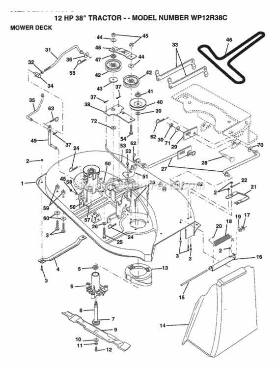 Page K Diagram and Parts List for WP12R38C 1994 Husqvarna Lawn Tractor