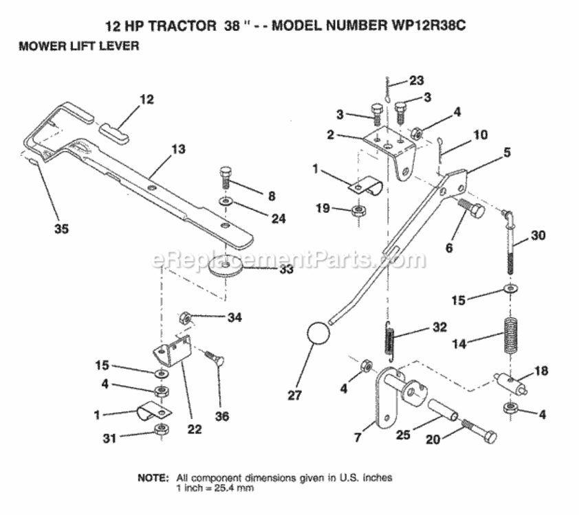 Page L Diagram and Parts List for WP12R38C 1994 Husqvarna Lawn Tractor