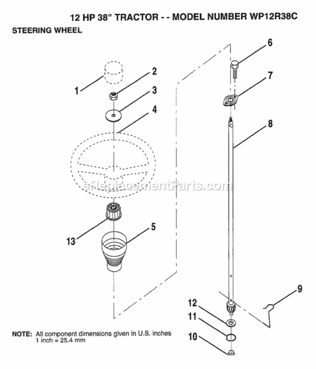 Page O Diagram and Parts List for WP12R38C 1994 Husqvarna Lawn Tractor
