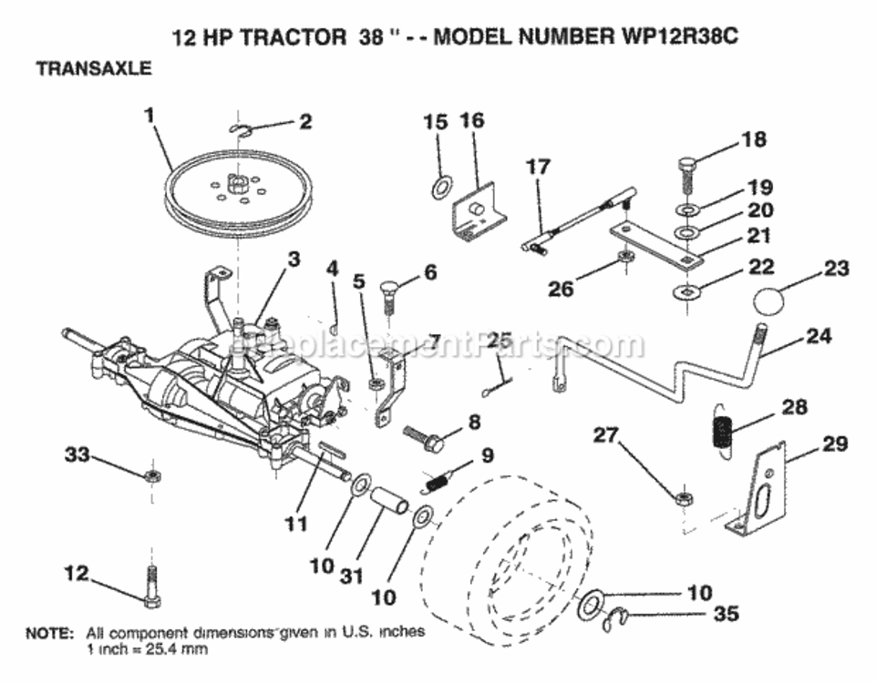 Page P Diagram and Parts List for WP12R38C 1994 Husqvarna Lawn Tractor