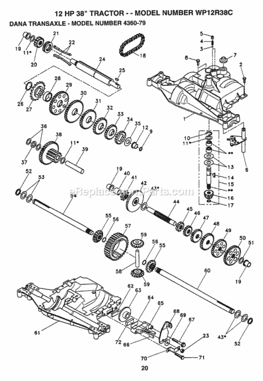 Page B Diagram and Parts List for WP12R38C 1994 Husqvarna Lawn Tractor