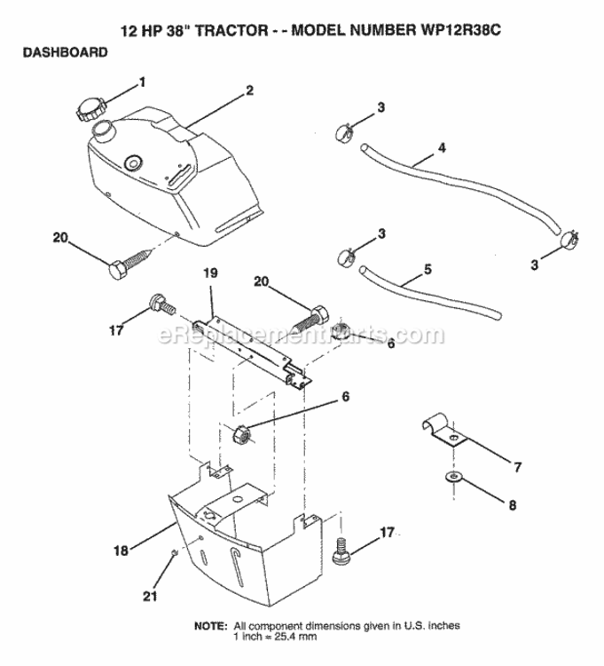 Page C Diagram and Parts List for WP12R38C 1994 Husqvarna Lawn Tractor