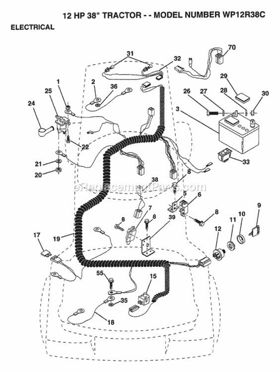 Page E Diagram and Parts List for WP12R38C 1994 Husqvarna Lawn Tractor