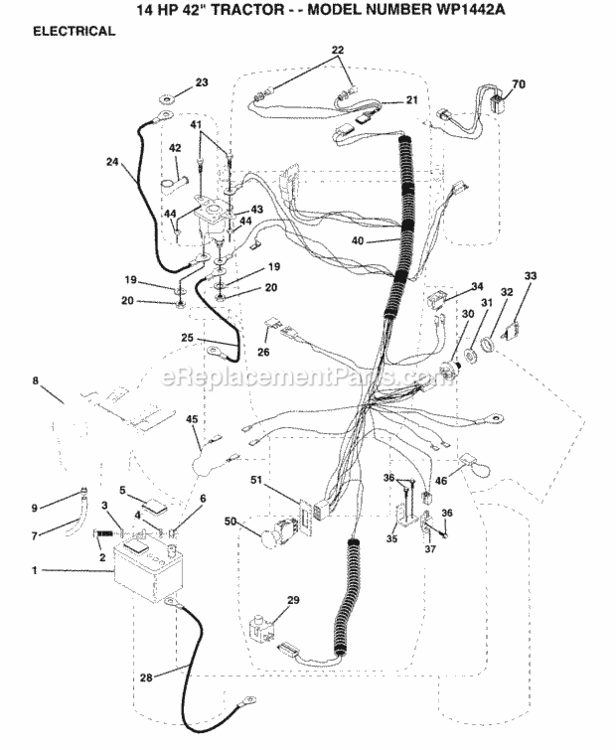 Page D Diagram and Parts List for WP1442A 1994 Husqvarna Lawn Tractor