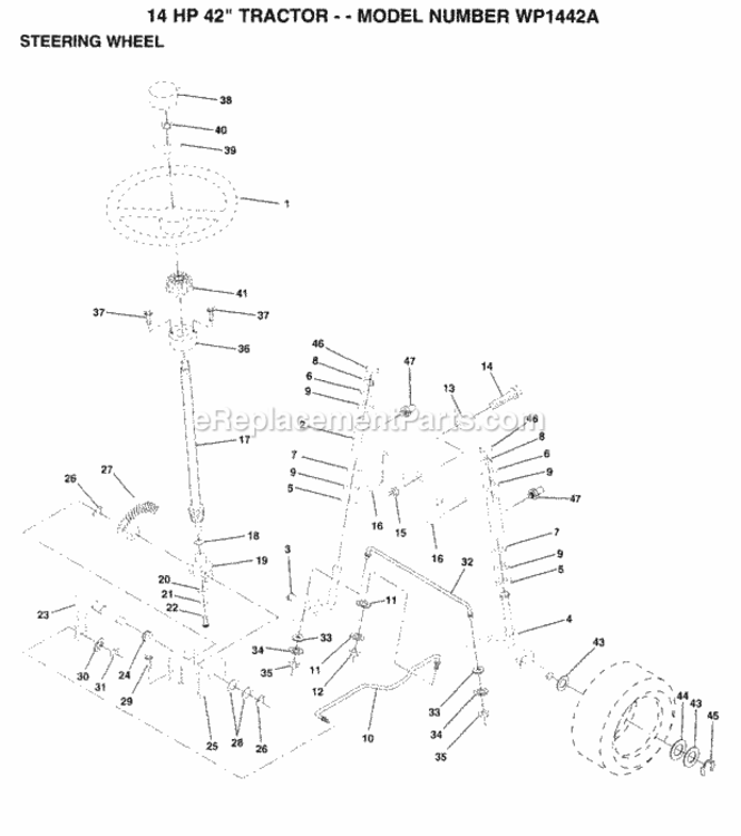 Page I Diagram and Parts List for WP1442A 1994 Husqvarna Lawn Tractor