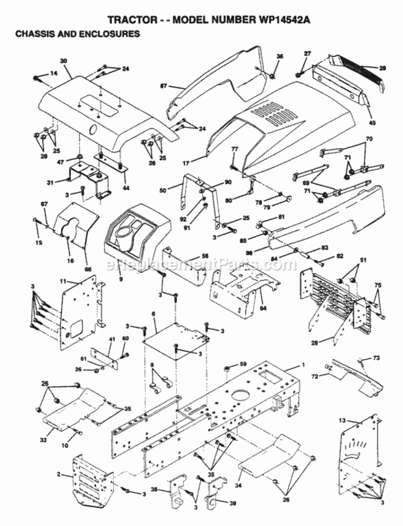 Page A Diagram and Parts List for WP14542A 1995 Husqvarna Lawn Tractor