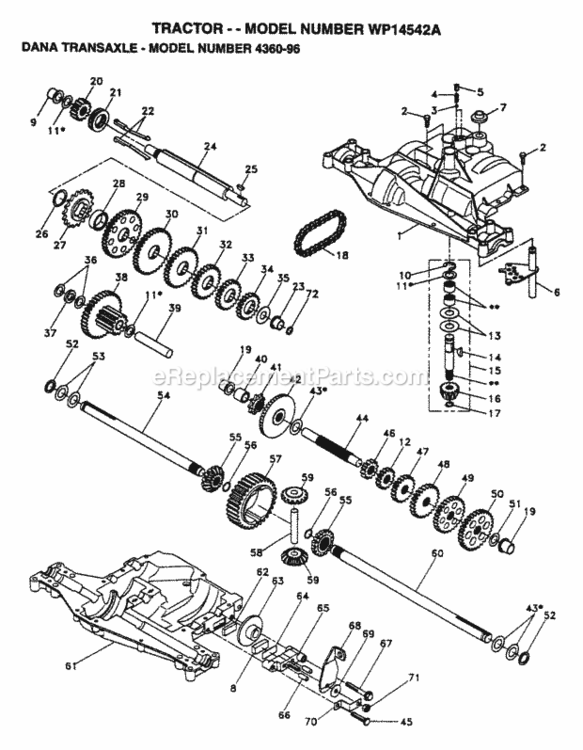 Page B Diagram and Parts List for WP14542A 1995 Husqvarna Lawn Tractor