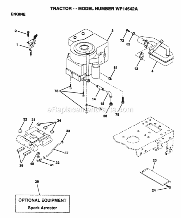 Page F Diagram and Parts List for WP14542A 1995 Husqvarna Lawn Tractor