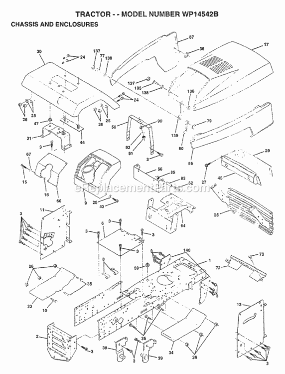 Page A Diagram and Parts List for WP14542B 1997 Husqvarna Lawn Tractor