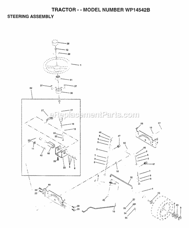 Page J Diagram and Parts List for WP14542B 1997 Husqvarna Lawn Tractor