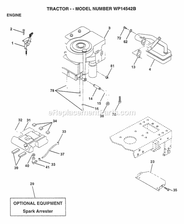 Page E Diagram and Parts List for WP14542B 1997 Husqvarna Lawn Tractor