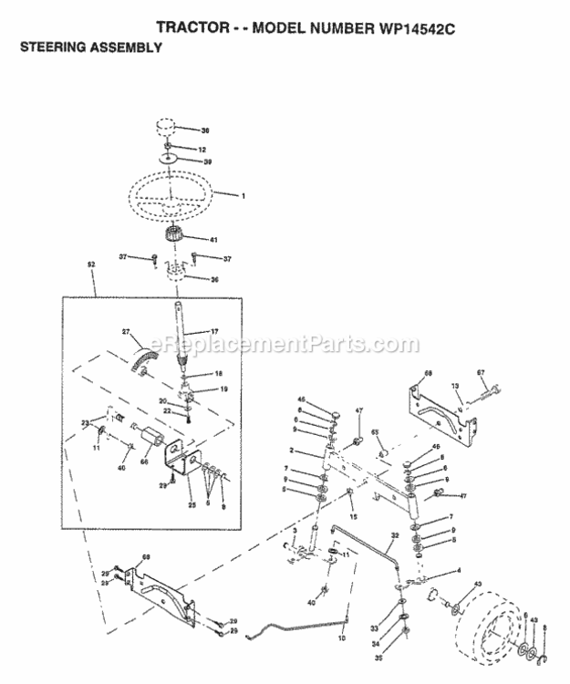 Page J Diagram and Parts List for WP14542C 1997 Husqvarna Lawn Tractor