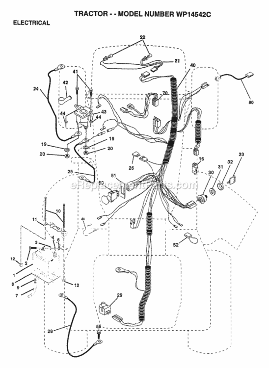 Page D Diagram and Parts List for WP14542C 1997 Husqvarna Lawn Tractor