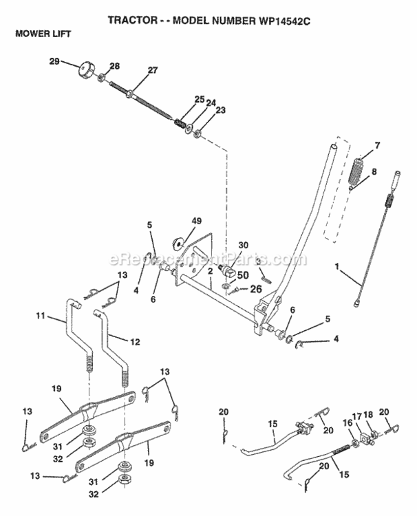 Page G Diagram and Parts List for WP14542C 1997 Husqvarna Lawn Tractor