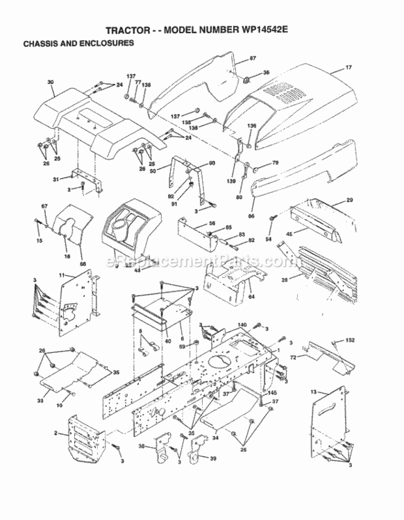 Page A Diagram and Parts List for WP14542E 1998 Husqvarna Lawn Tractor