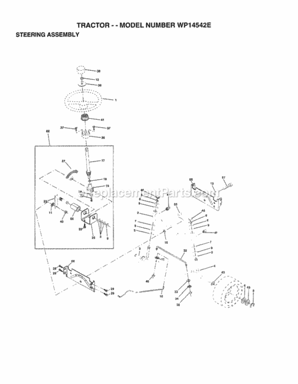 Page J Diagram and Parts List for WP14542E 1998 Husqvarna Lawn Tractor