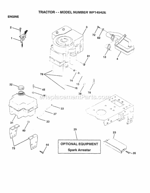 Page F Diagram and Parts List for WP14542E 1998 Husqvarna Lawn Tractor