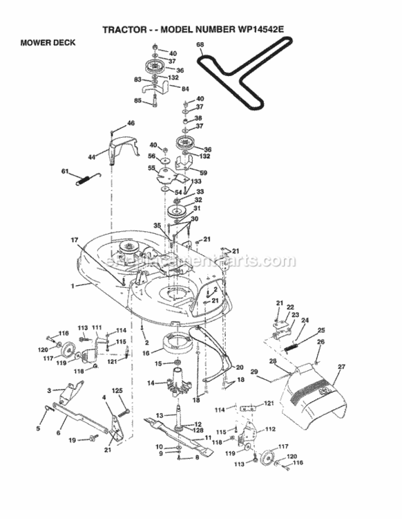 Page G Diagram and Parts List for WP14542E 1998 Husqvarna Lawn Tractor