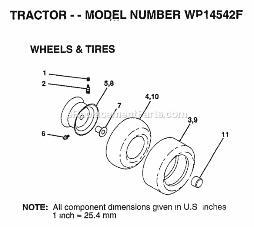 Page J Diagram and Parts List for WP14542F 1999 Husqvarna Lawn Tractor
