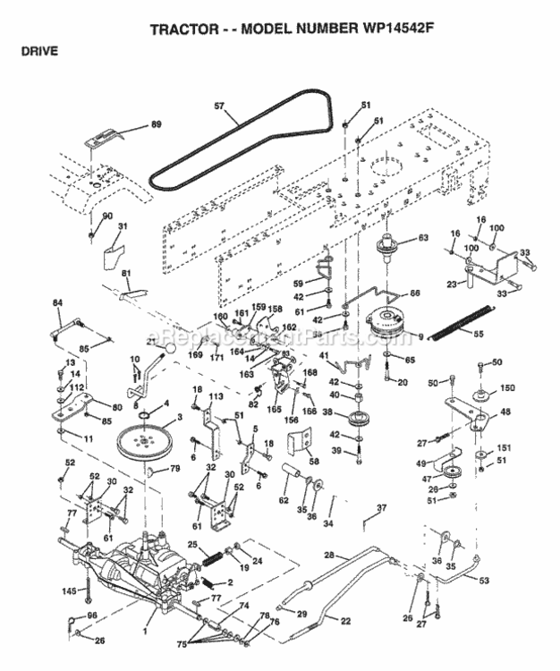 Page C Diagram and Parts List for WP14542F 1999 Husqvarna Lawn Tractor