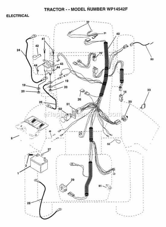 Page D Diagram and Parts List for WP14542F 1999 Husqvarna Lawn Tractor