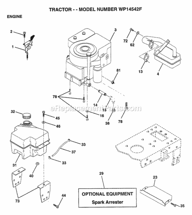 Page E Diagram and Parts List for WP14542F 1999 Husqvarna Lawn Tractor