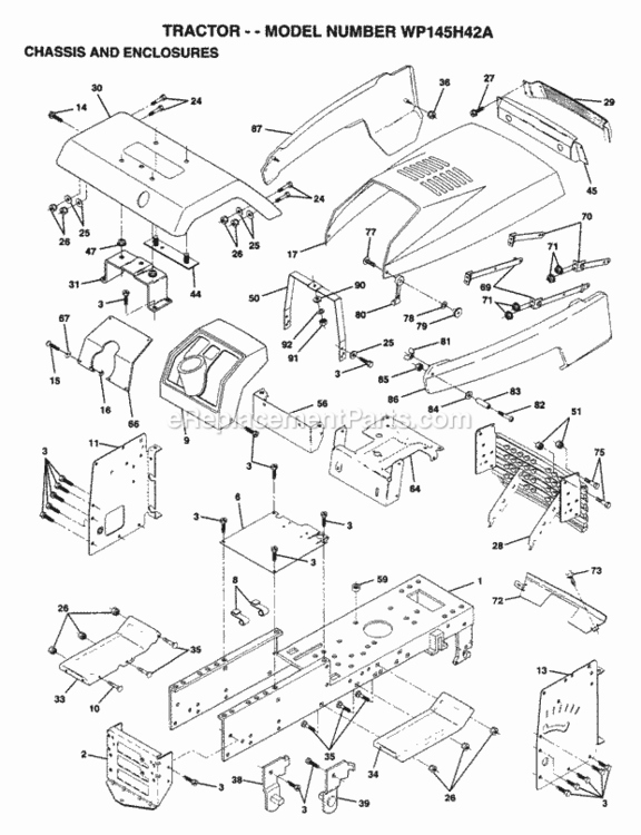 Page A Diagram and Parts List for WP145H42A 1995 Husqvarna Lawn Tractor