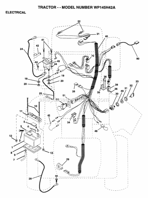 Page D Diagram and Parts List for WP145H42A 1995 Husqvarna Lawn Tractor