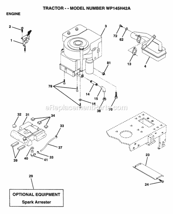 Page E Diagram and Parts List for WP145H42A 1995 Husqvarna Lawn Tractor