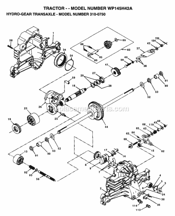 Page F Diagram and Parts List for WP145H42A 1995 Husqvarna Lawn Tractor