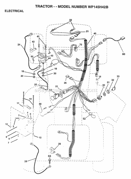 Page D Diagram and Parts List for WP145H42B 1997 Husqvarna Lawn Tractor