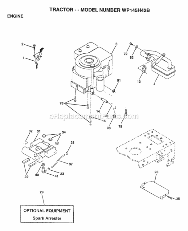 Page E Diagram and Parts List for WP145H42B 1997 Husqvarna Lawn Tractor