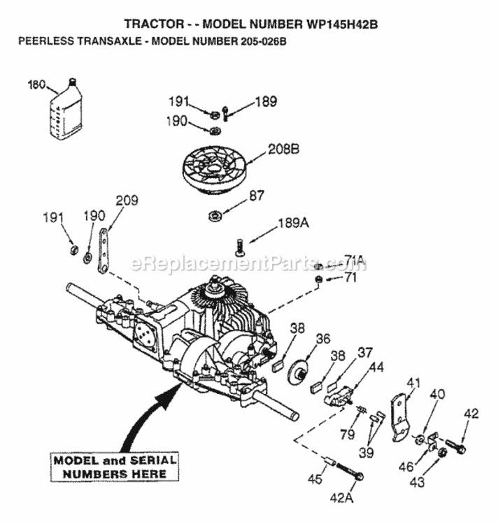 Page H Diagram and Parts List for WP145H42B 1997 Husqvarna Lawn Tractor