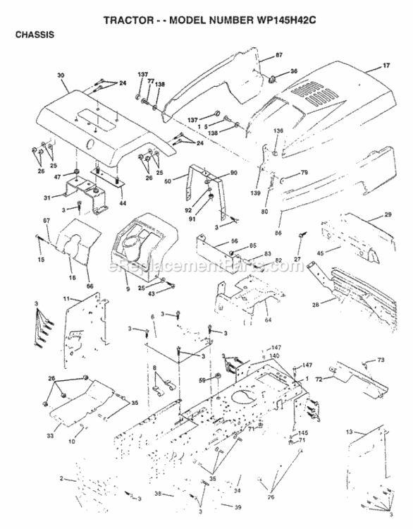 Page A Diagram and Parts List for WP145H42C 1997 Husqvarna Lawn Tractor