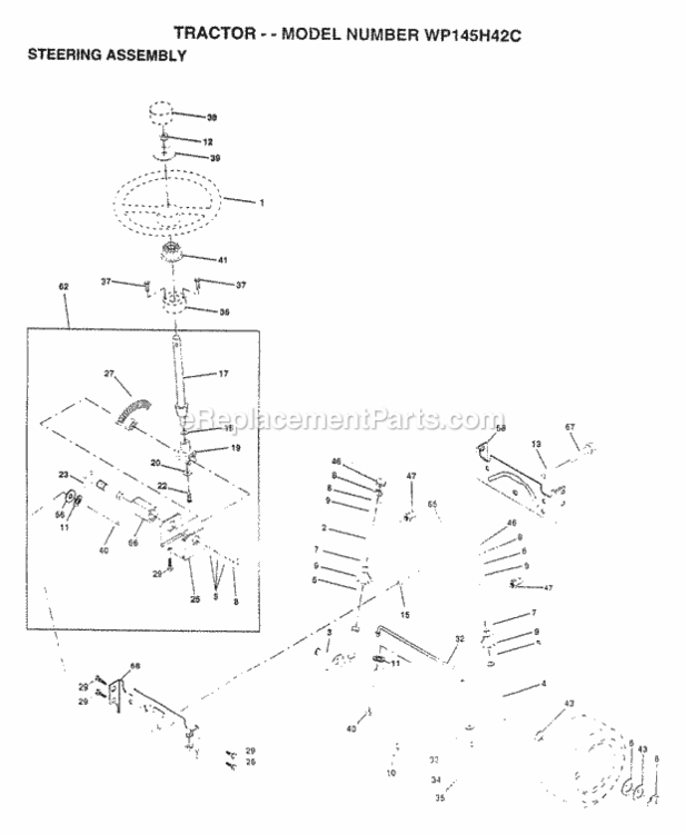 Page J Diagram and Parts List for WP145H42C 1997 Husqvarna Lawn Tractor