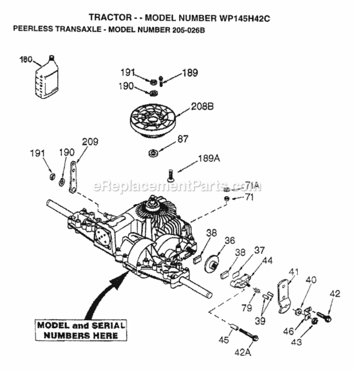 Page H Diagram and Parts List for WP145H42C 1997 Husqvarna Lawn Tractor