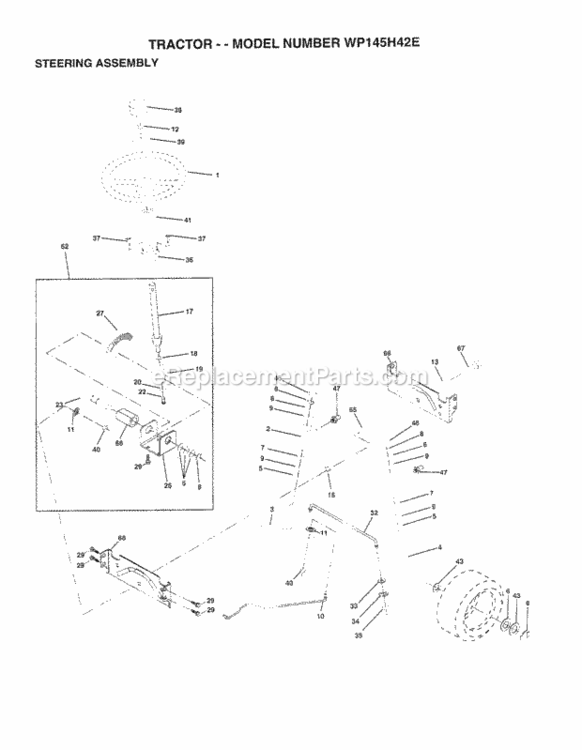 Page J Diagram and Parts List for WP145H42E 1998 Husqvarna Lawn Tractor