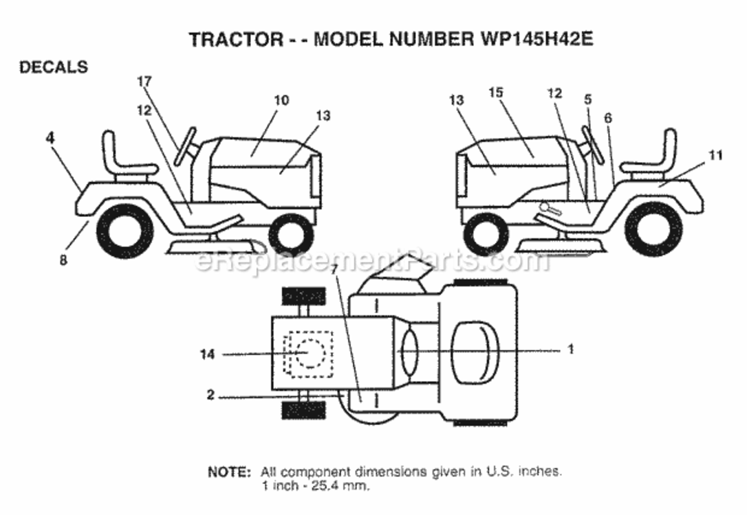 Page B Diagram and Parts List for WP145H42E 1998 Husqvarna Lawn Tractor