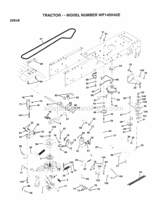 Page C Diagram and Parts List for WP145H42E 1998 Husqvarna Lawn Tractor