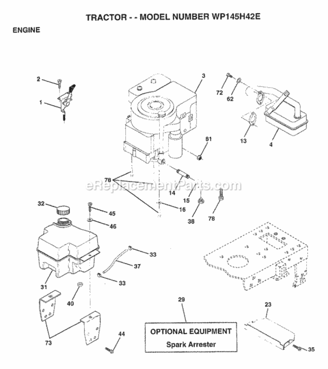Page E Diagram and Parts List for WP145H42E 1998 Husqvarna Lawn Tractor