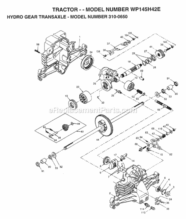 Page F Diagram and Parts List for WP145H42E 1998 Husqvarna Lawn Tractor