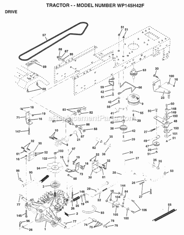 Page C Diagram and Parts List for WP145H42F 1998 Husqvarna Lawn Tractor