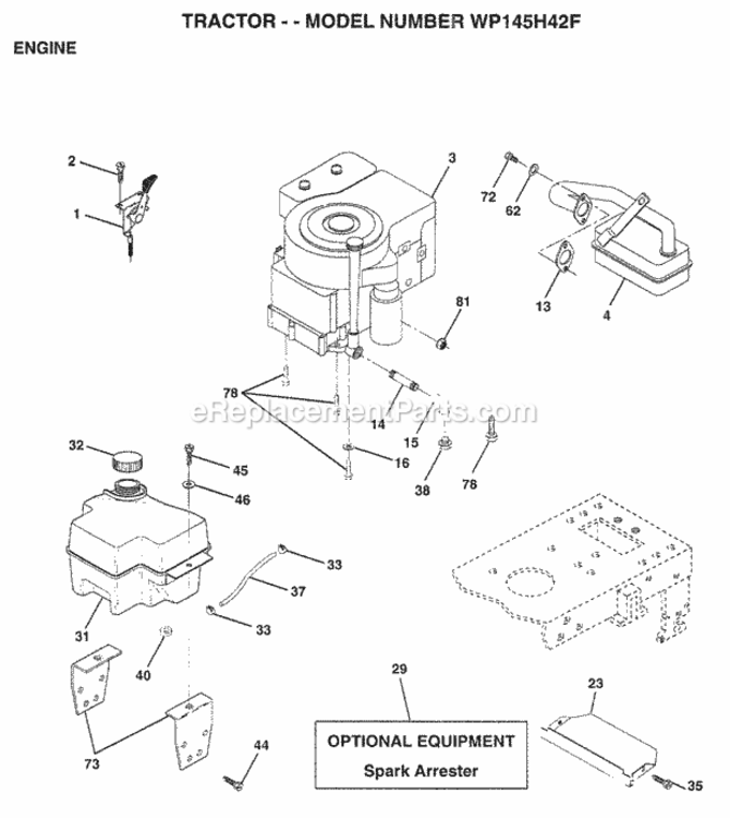 Page E Diagram and Parts List for WP145H42F 1998 Husqvarna Lawn Tractor