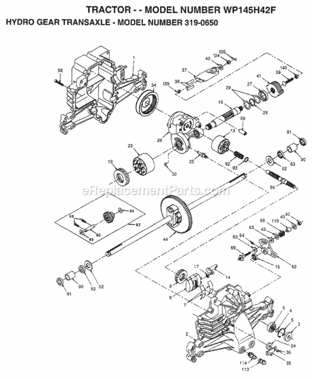 Page F Diagram and Parts List for WP145H42F 1998 Husqvarna Lawn Tractor