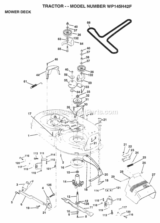 Page G Diagram and Parts List for WP145H42F 1998 Husqvarna Lawn Tractor