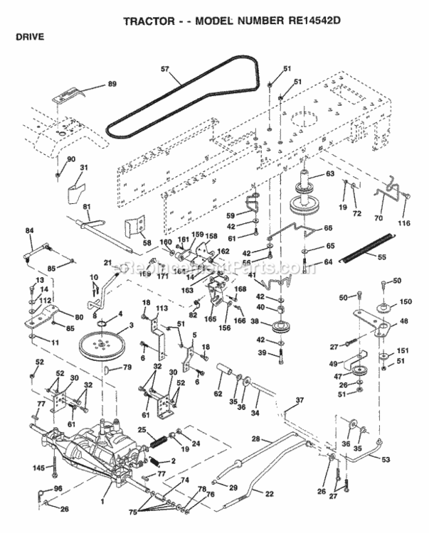Page K Diagram and Parts List for WP145H42G 1999 Husqvarna Lawn Tractor