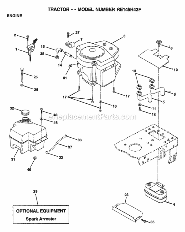Page S Diagram and Parts List for WP145H42G 1999 Husqvarna Lawn Tractor