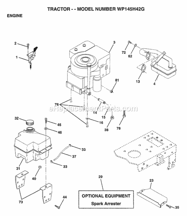 Page T Diagram and Parts List for WP145H42G 1999 Husqvarna Lawn Tractor